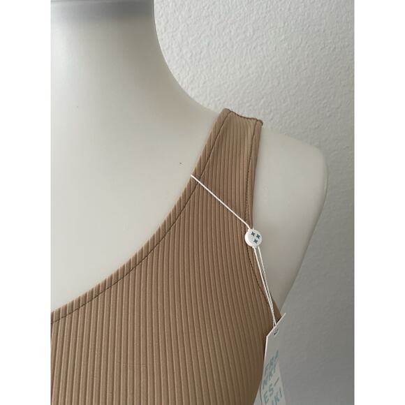 Frankies Swim Bikini Top One Shoulder Barb Ribbed Swimwear - Picture 2 of 8
